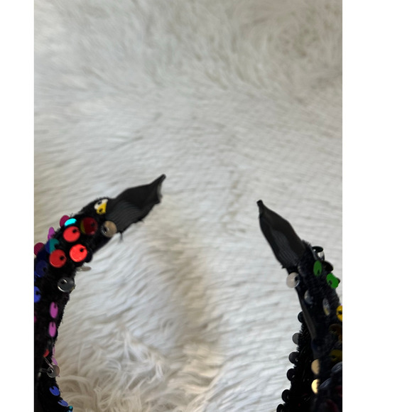 Headband metallic Velvet & Sequin Plush Headband. Rainbow Sequin Twist - Picture 6 of 11